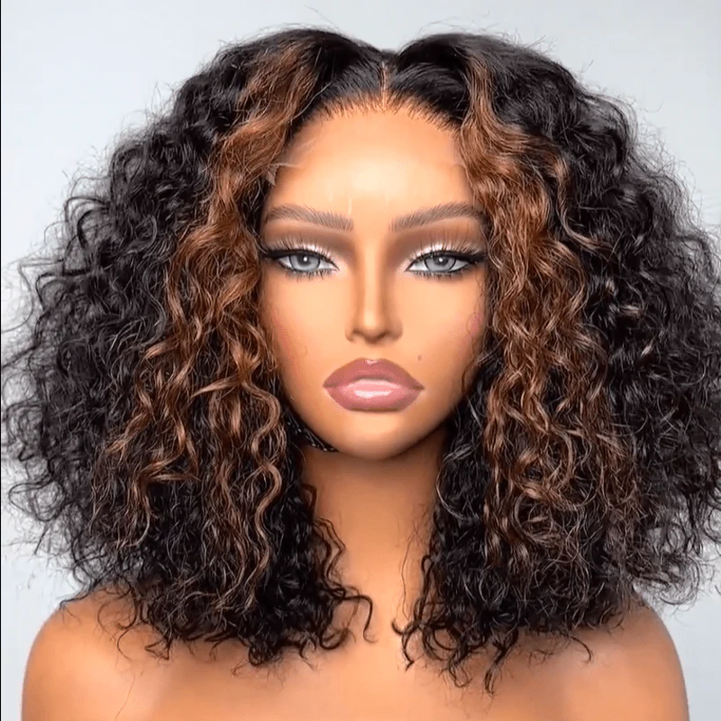Wear and Go Glueless Wigs Highlight Ombre Short Bob Lace Front Wig Human Hair 180% Density - Image 2