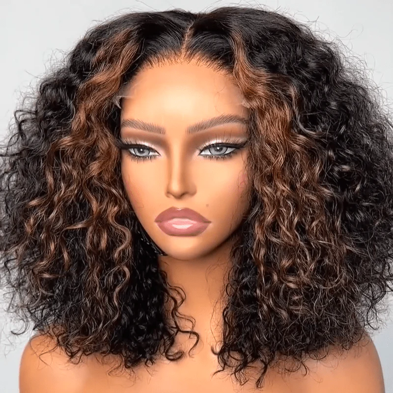 Wear and Go Glueless Wigs Highlight Ombre Short Bob Lace Front Wig Human Hair 180% Density - Image 3