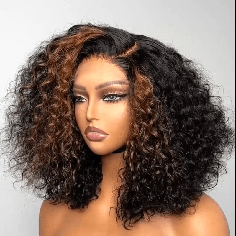 Wear and Go Glueless Wigs Highlight Ombre Short Bob Lace Front Wig Human Hair 180% Density - Image 4