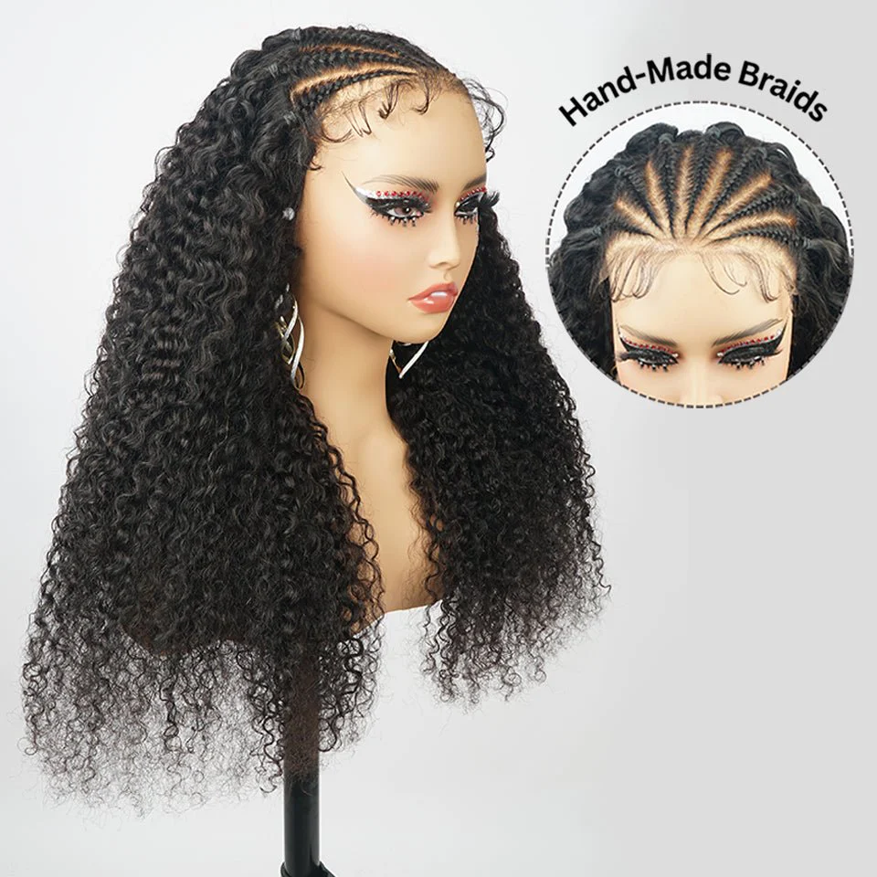 Ready And Go Glueless Pre Braided Wig Burmese Curl 7x5 Pre Cut Lace Human Hair Wigs Braided Lace Front Wigs - Image 5