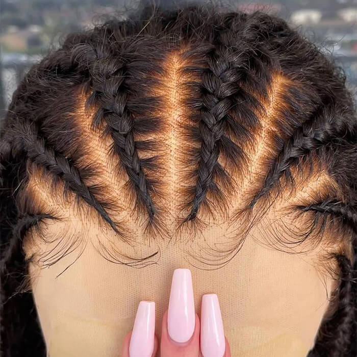 Ready And Go Glueless Pre Braided Wig Burmese Curl 7x5 Pre Cut Lace Human Hair Wigs Braided Lace Front Wigs - Image 7