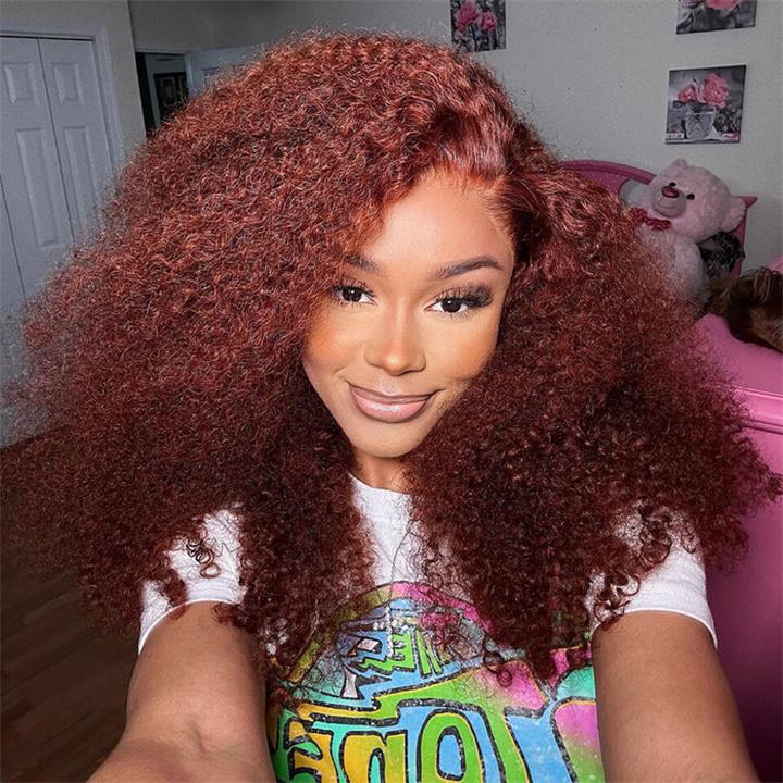 Wear Go Glueless Reddish Brown Kinky Curly Lace Front Wig 180% Density Breathable Wig-Geeta Hair - Image 3
