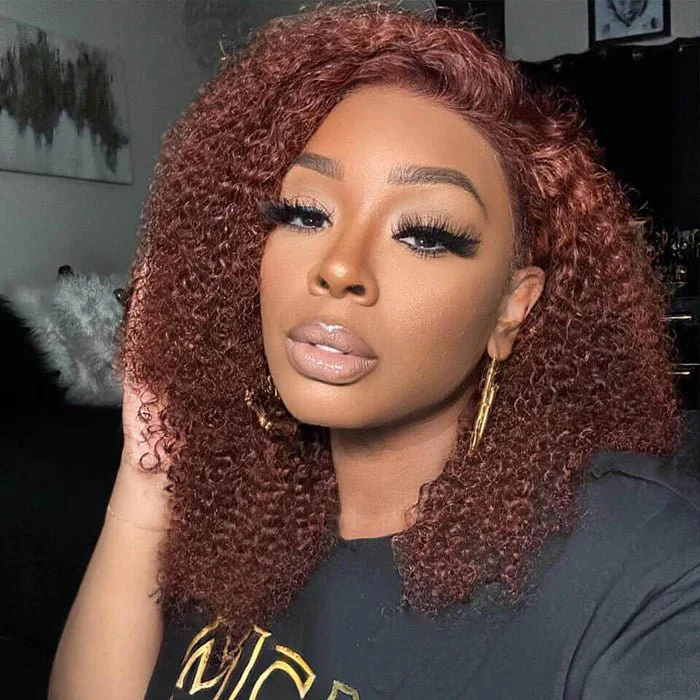 Wear Go Glueless Reddish Brown Kinky Curly Lace Front Wig 180% Density Breathable Wig-Geeta Hair - Image 5